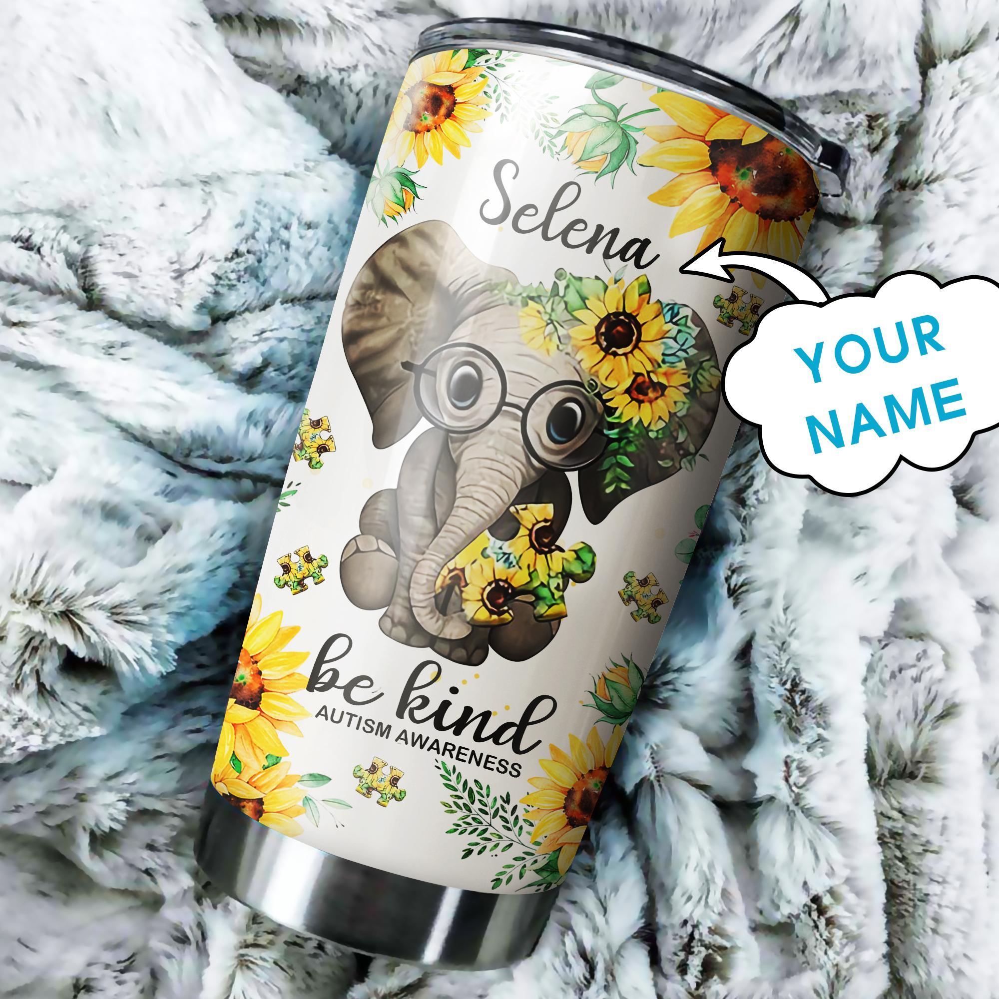 Download Personalized Custom Name Autism Elephant Sunflower Be Kind Tumbler Cup Gearver Store Affordable Quality Fun Shopping