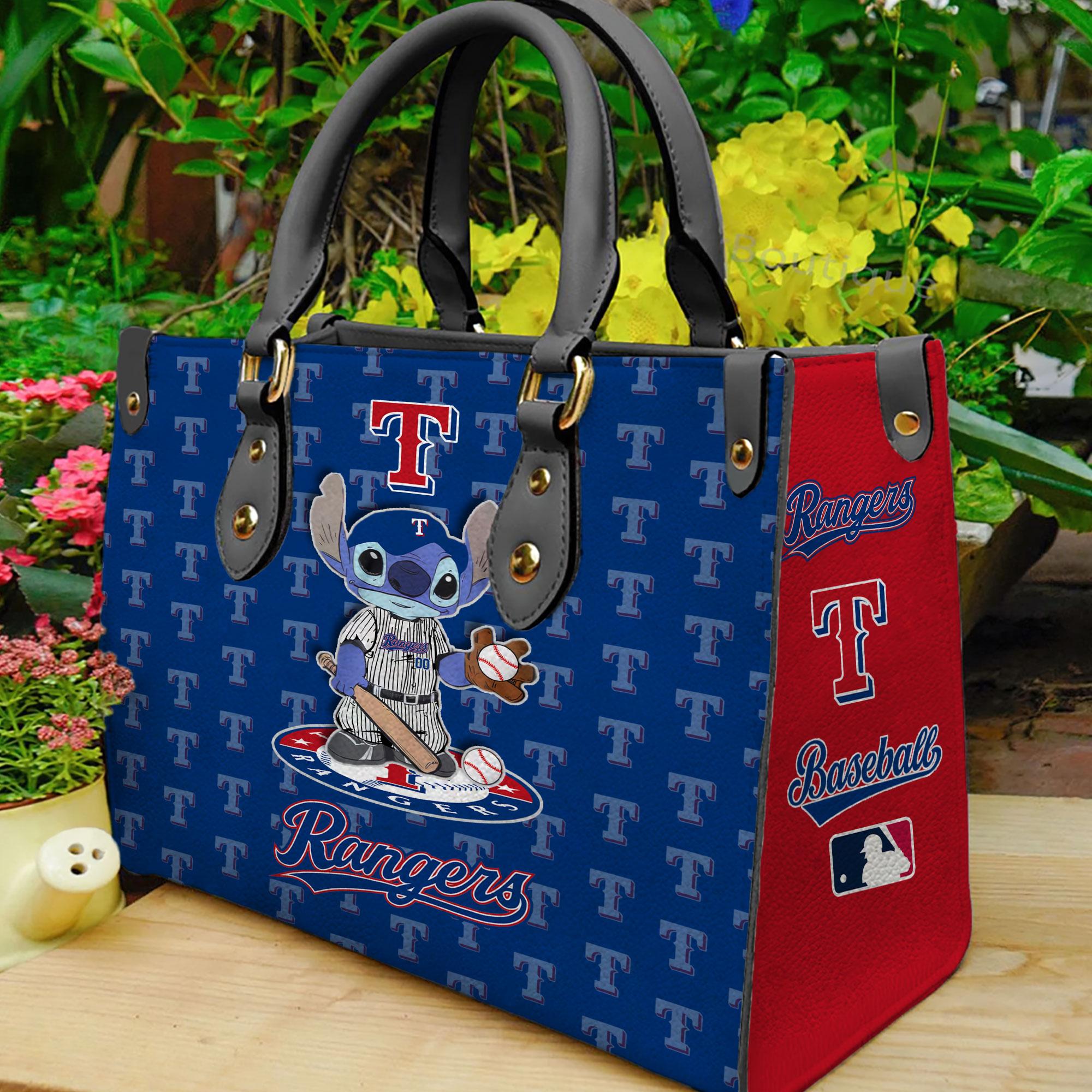Texas Rangers Stitch Women Leather Hand Bag M1 