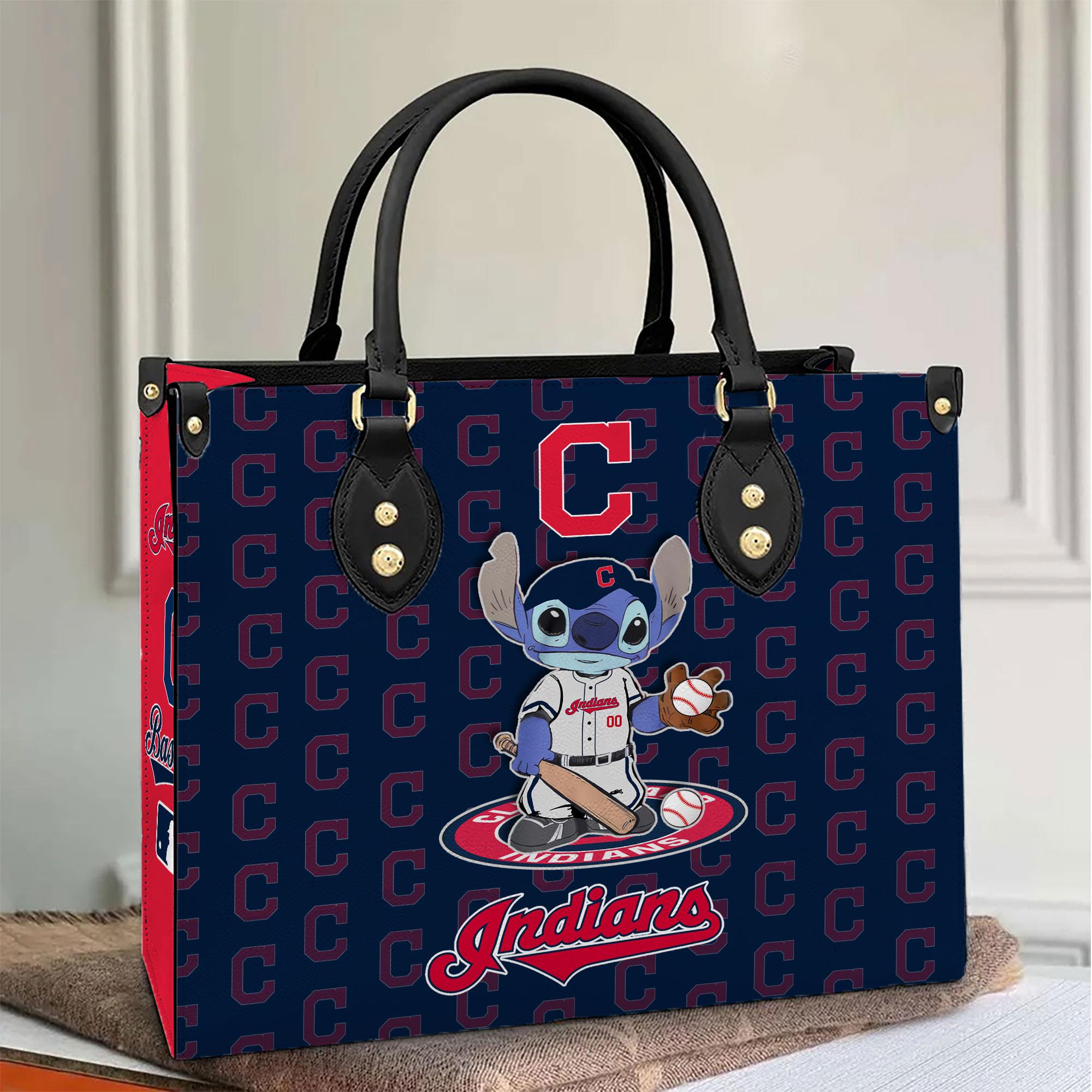 Cleveland Indians Stitch Women Leather Hand Bag M1 
