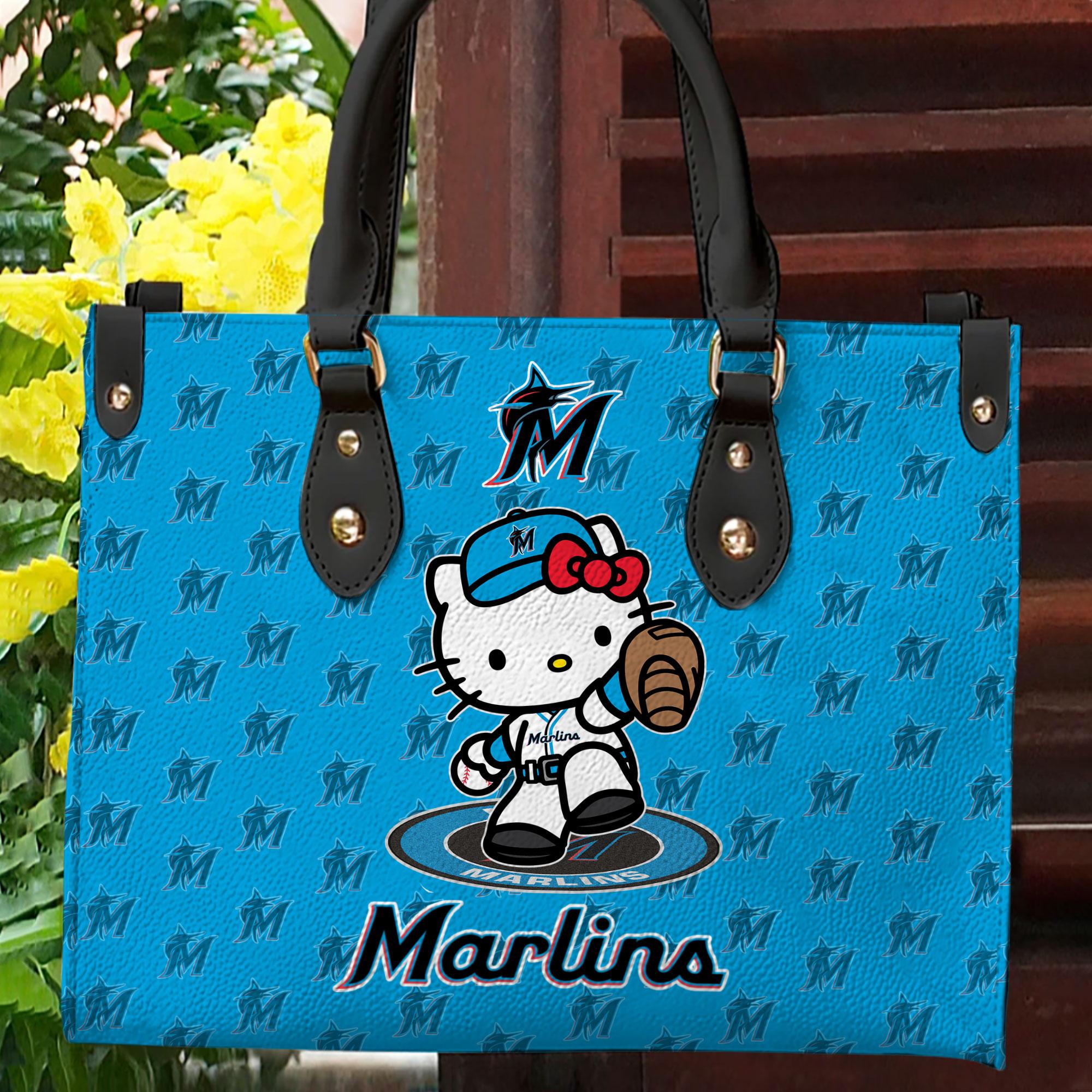 Miami Marlins Kitty Women Leather Hand Bag M1 